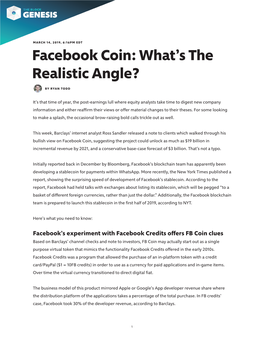 Facebook Coin: What's the Realistic Angle?