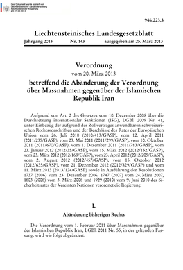 Liechtensteinisches Landesgesetzblatt Jahrgang 2013 Nr