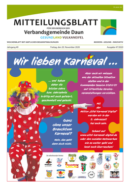 Ausgabe 47/2020 Wir Lieben Karneval …