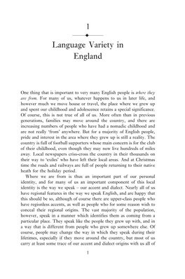 LANGUAGE VARIETY in ENGLAND 1 ♦ Language Variety in England