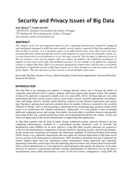 Security and Privacy Issues of Big Data