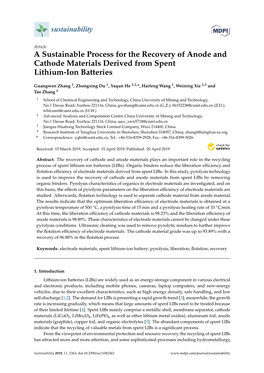 A Sustainable Process for the Recovery of Anode and Cathode Materials Derived from Spent Lithium-Ion Batteries