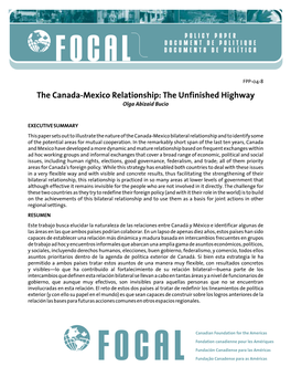 The Canada-Mexico Relationship: the Unfinished Highway Olga Abizaid Bucio