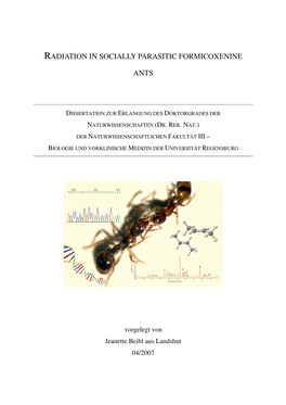 Radiation in Socially Parasitic Formicoxenine Ants