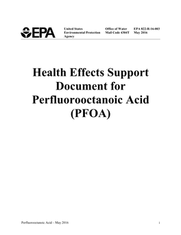 Health Effects Support Document for Perfluorooctanoic Acid (PFOA)