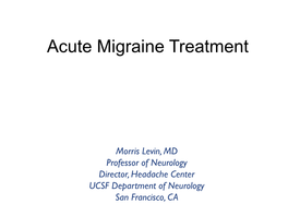 Acute Migraine Treatment