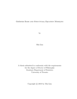 Gröbner Basis and Structural Equation Modeling by Min Lim a Thesis