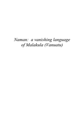 Naman: a Vanishing Language of Malakula (Vanuatu)