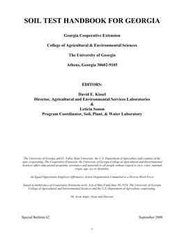 Soil Test Handbook for Georgia