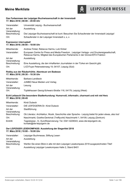 Tagesprogramm Leipzig Liest 17. März 2018