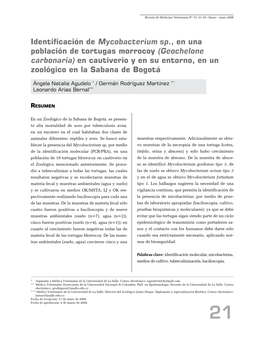 Identificación De Mycobacterium Sp., En Una Población De