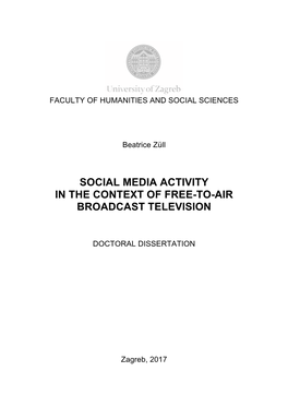 Social Media Activity in the Context of Free-To-Air Broadcast Television