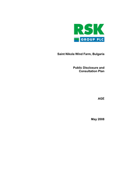 Saint Nikola Wind Farm Public Disclosure and Consultation Plan [EBRD