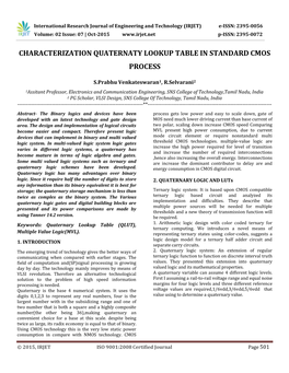 Characterization Quaternaty Lookup Table in Standard Cmos Process