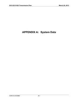 APPENDIX A: System Data