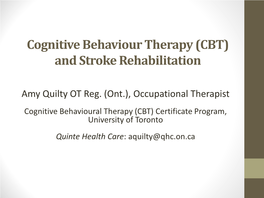 Cognitive Behaviour Therapy (CBT) and Stroke Rehabilitation