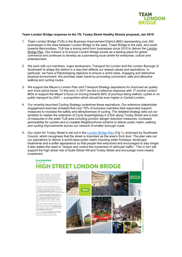 Tooley Street Healthy Streets Proposal, Jan 2019