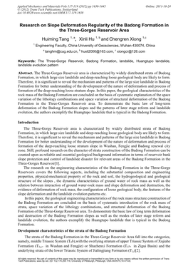 Research on Slope Deformation Regularity of the Badong Formation in the Three-Gorges Reservoir Area