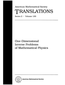 American Mathematical Society TRANSLATIONS Series 2 • Volume 130