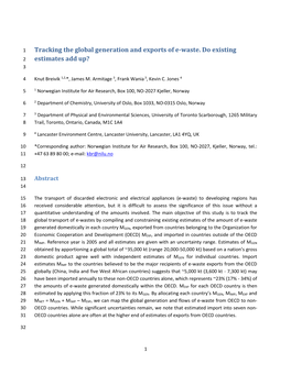 Tracking the Global Generation and Exports of E-Waste. Do Existing 2 Estimates Add Up? 3