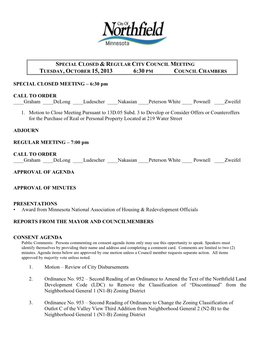 Northfield City Council Agenda