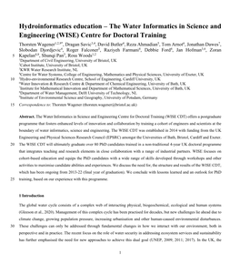 The Water Informatics in Science and Engineering (WISE)