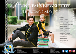 Principal's Newsletterwwwww Thursday, 9 May 2019