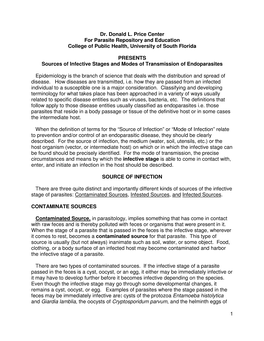 Dr. Donald L. Price Center for Parasite Repository and Education College of Public Health, University of South Florida