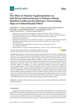 The Effect of Vitamin Supplementation on Subclinical