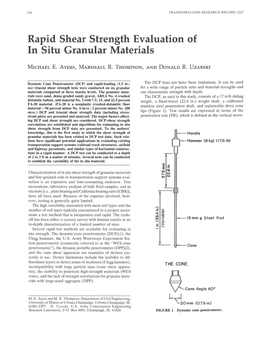 Rapid Shear Strength Evaluation of in Situ Granular Materials