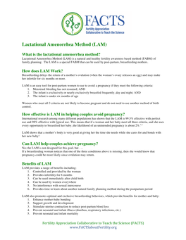 Lactational Amenorrhea Method (LAM)