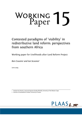 'Viability' in Redistributive Land Reform: Perspectives from Southern Africa