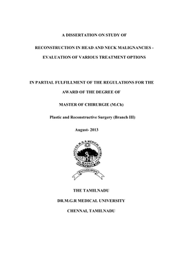 A Dissertation on Study of Reconstruction in Head And