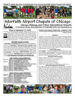 Interfaith Airport Chapels of Chicago Chicago Midway and O’Hare International Airports P.O