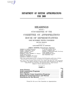 Department of Defense Appropriations for 2009