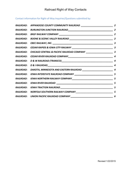 Railroad Datasheet Contacts