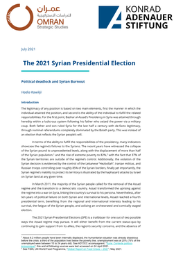 The 2021 Syrian Presidential Election