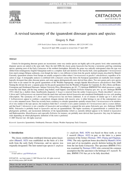 A Revised Taxonomy of the Iguanodont Dinosaur Genera and Species