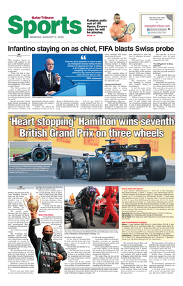 Hamilton Wins Seventh British Grand Prix on Three Wheels