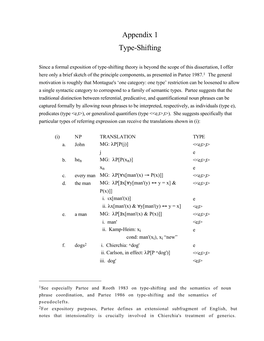 Appendix 1 Type-Shifting