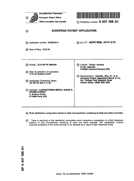 Fluid Ophthalmic Composition Based on Lipid Microparticles Containing at Least One Active Principle