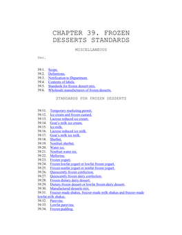 Chapter 39 Frozen Dessert Standards