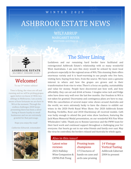 Winter 2020 Ashbrook Estate News Wilyabrup Margaret River Western Australia