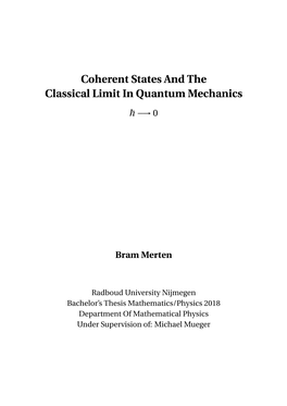 Coherent States and the Classical Limit in Quantum Mechanics