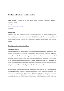 Arpilleras: Evolution and Revolution