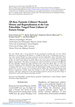 All These Fantastic Cultures? Research History and Regionalization in the Late Palaeolithic Tanged Point Cultures of Eastern Europe