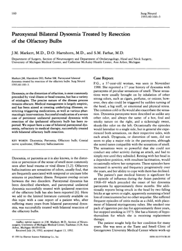 Paroxysmal Bilateral Dysosmia Treated by Resection of the Olfactory Bulbs