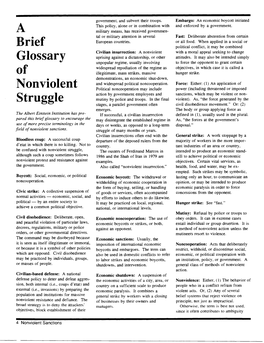 A Brief Glossary of Nonviolent Struggle