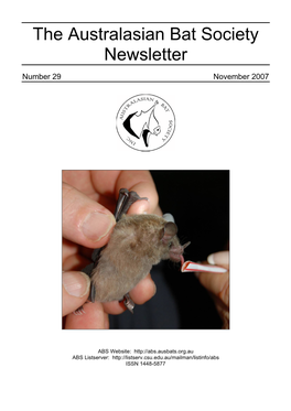 The Australasian Bat Society Newsletter