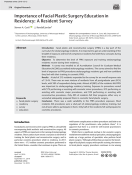 Importance of Facial Plastic Surgery Education in Residency: a Resident Survey